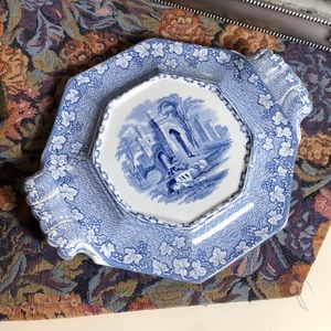 Blue Transfer Trivet- mint cond. antique ironstone